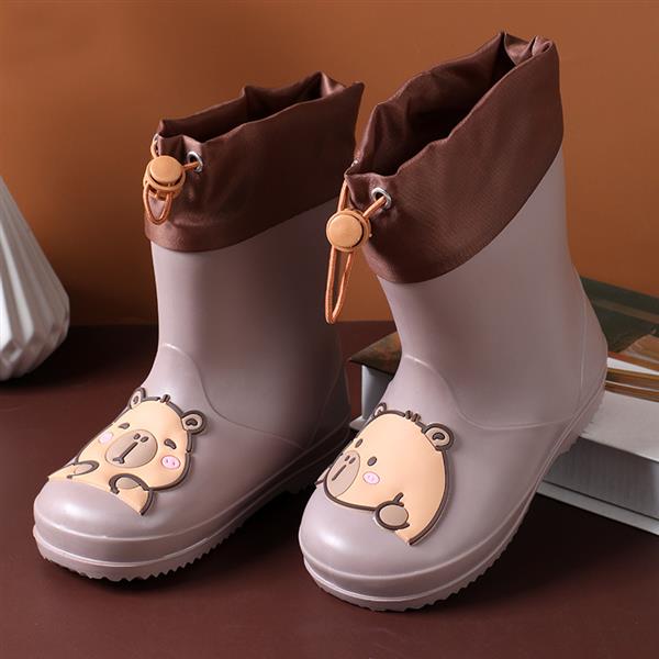 رین بوت نسکافه ای لبه کش قهوه ای طرح سمور کد 20796