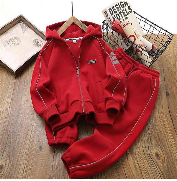 ست سویشرت و شلوار بغل نوار شب نما SPORT رنگ قرمز کد 20810