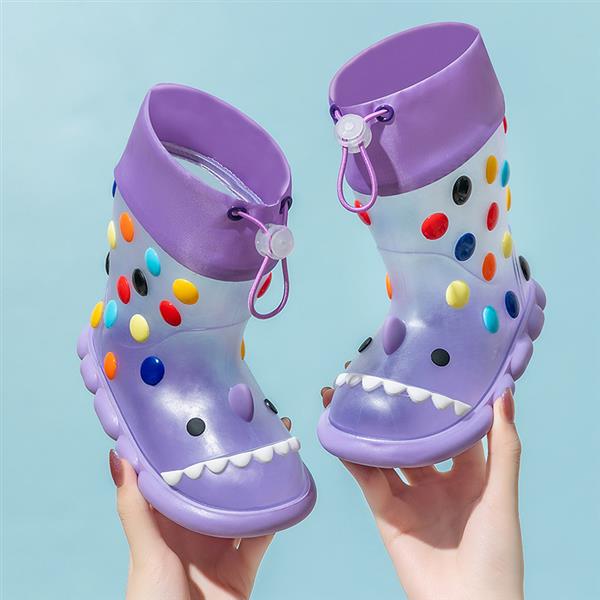 رین بوت شفاف توپ توپی کوسه رنگ بنفش کد 20824