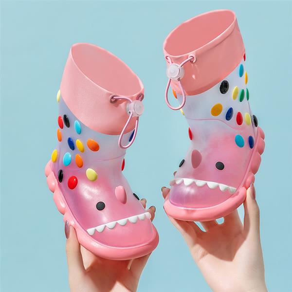 رین بوت شفاف توپ توپی کوسه رنگ صورتی کد 20825