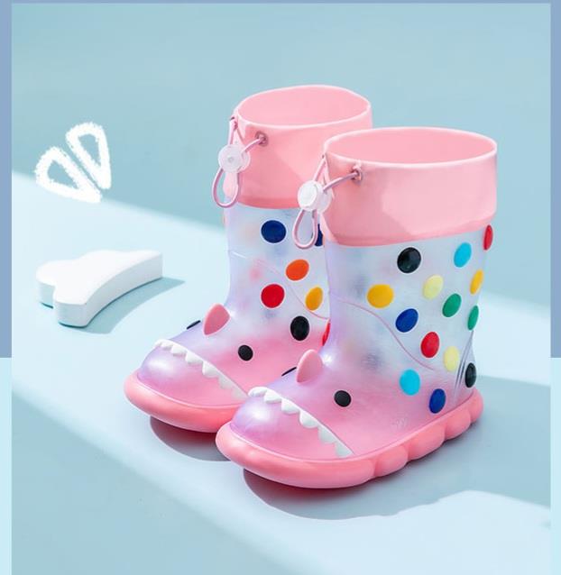 رین بوت شفاف توپ توپی کوسه رنگ صورتی کد 20825