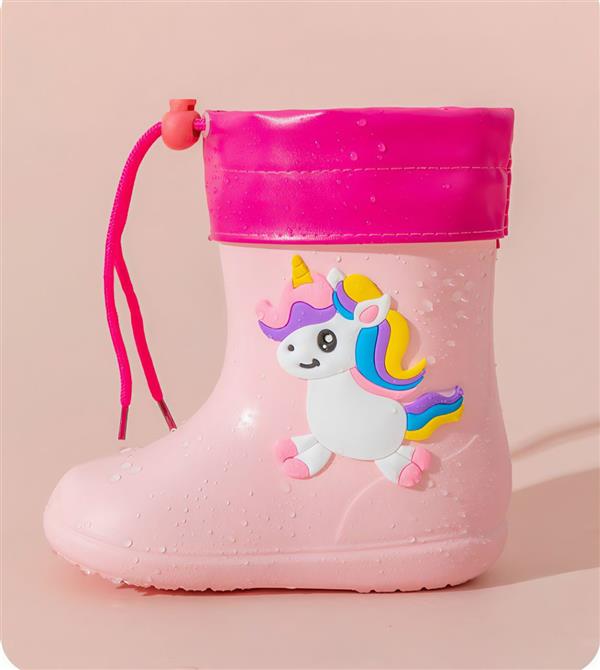 رین بوت جورابدار طرح یونیکورن رنگ صورتی کد 20830