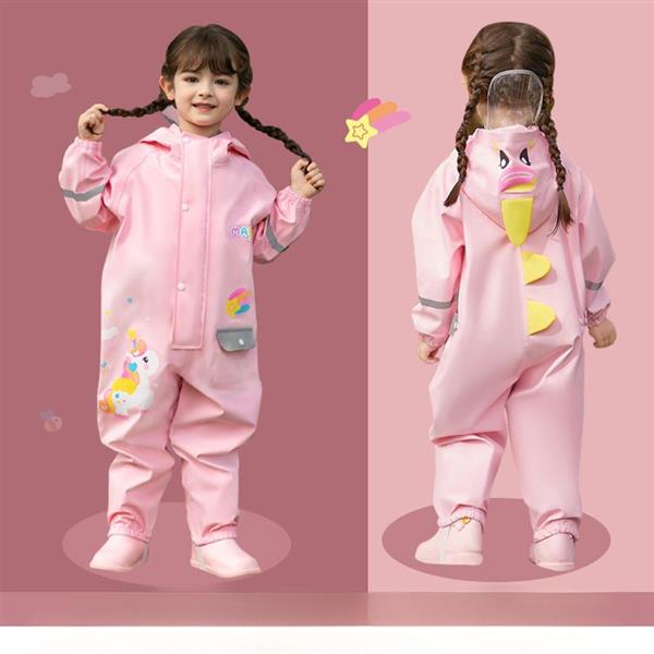 کاور سرهمی ضداب نقاب دار  با ساک طرح یونیکورن رنگ صورتی کد 20833