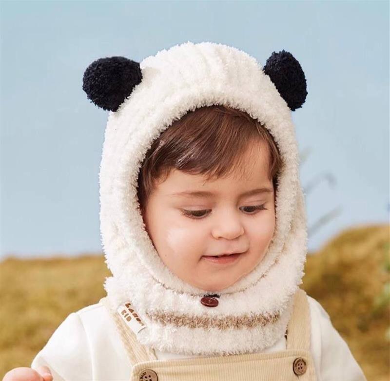 کلاه گردن گیر حوله ای طرح پاندا رنگ شیری کد 20834