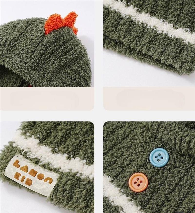 کلاه گردن گیر حوله ای طرح دایناسور رنگ یشمی کد 20835