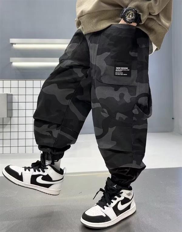 شلوار کتان گت دار فشن چریکی رنگ طوسی کد 20876