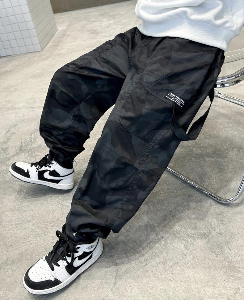 شلوار کتان گت دار فشن چریکی رنگ طوسی کد 20876