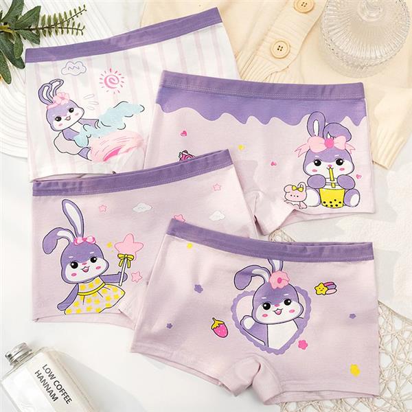 پک چهارعددی شورت پادار خرگوش و ستاره رنگبندی سفید و یاسی کد 20880