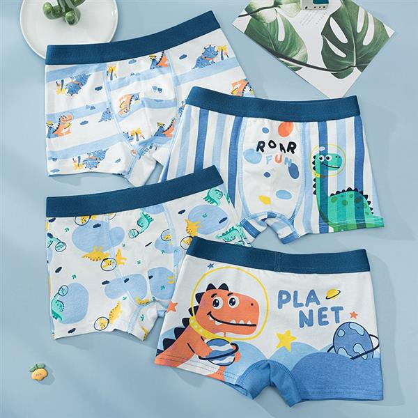 پک چهارعددی شورت پادار دایناسوری رنگبندی سفید و ابی کد 20883