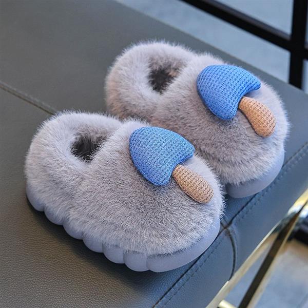 پاپوش خز طرح قارچ رنگ طوسی کد 20896