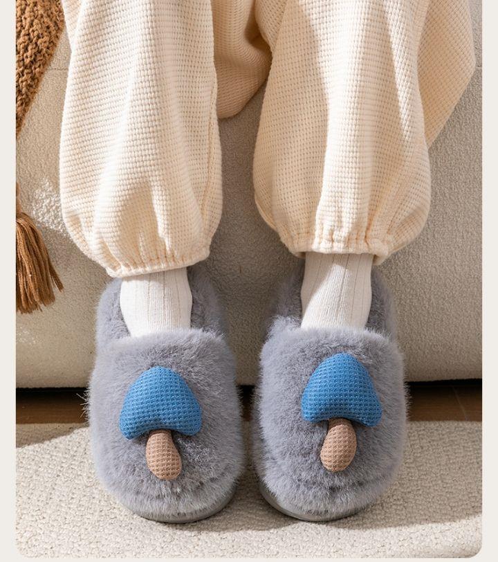 پاپوش خز طرح قارچ رنگ طوسی کد 20896