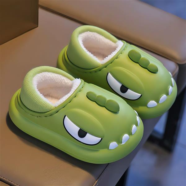 پاپوش داخل خز دایناسور شاخ برجسته رنگ سبز کد 20908