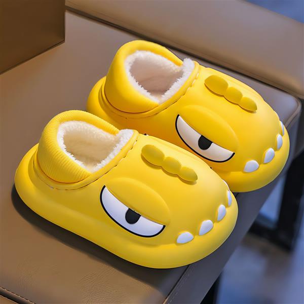 پاپوش داخل خز دایناسور شاخ برجسته رنگ زرد کد 20909