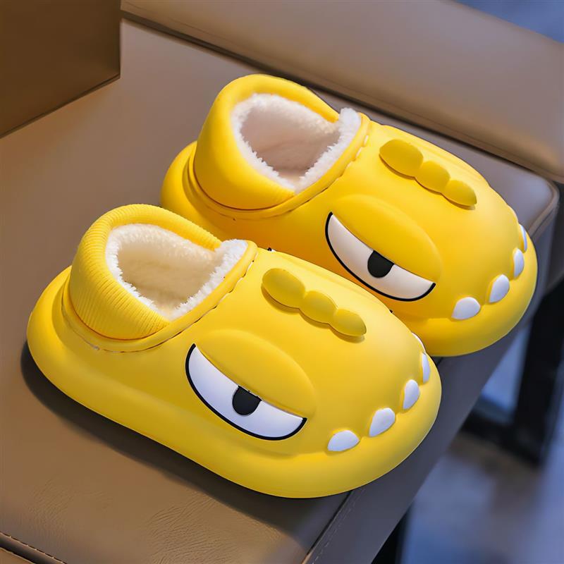 پاپوش داخل خز دایناسور شاخ برجسته رنگ زرد کد 20909