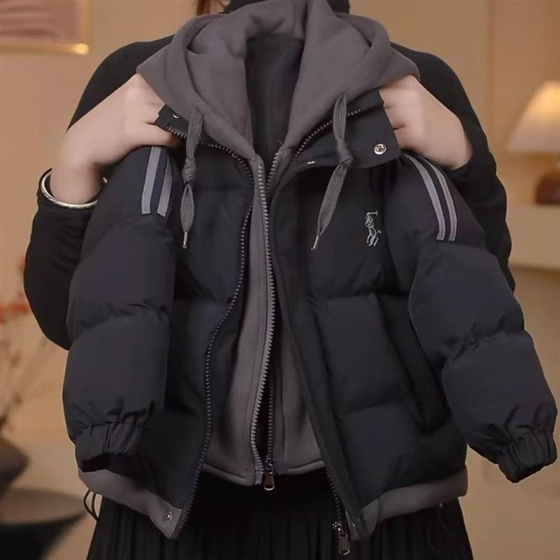 کاپشن فشن طرح HORSE رنگ مشکی با کلاه اسلشی طوسی تیره کد 20916