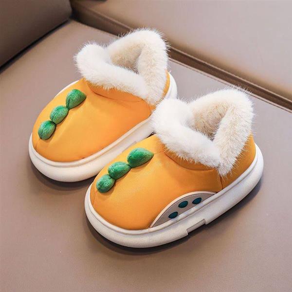 پاپوش رویه چرم داخل خز دایناسوری رنگ زرد کد 20923