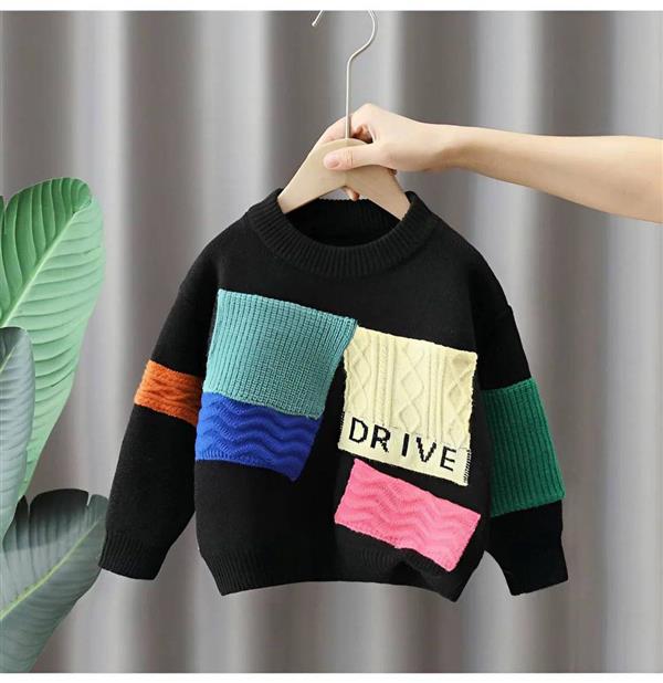 بافت DRIVE  رنگ مشکی با تیکه دوزی رنگارنگ کد 20935