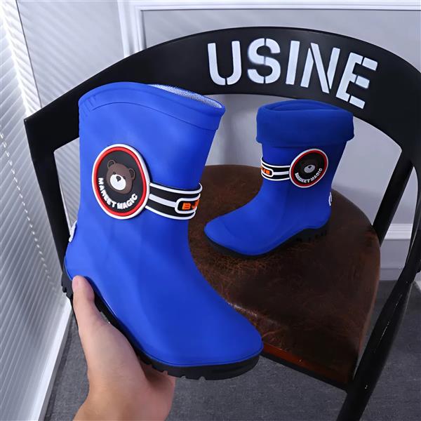 رین بوت بلند لژ دار ابی کاربنی و مشکی خرسی کد 20940