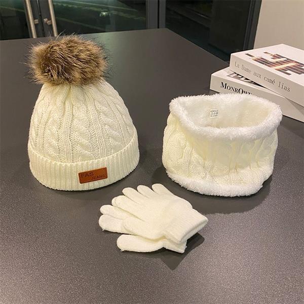 ست کلاه تک پوم و شال گردن گیر و دستکش کد 20951