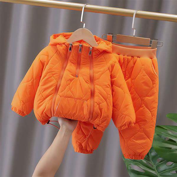 ست کاپشن و شلوار دو زیپ اریب ضداب رنگ نارنجی کد 20958