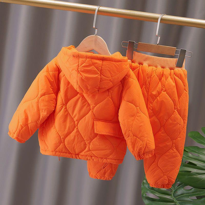 ست کاپشن و شلوار دو زیپ اریب ضداب رنگ نارنجی کد 20958