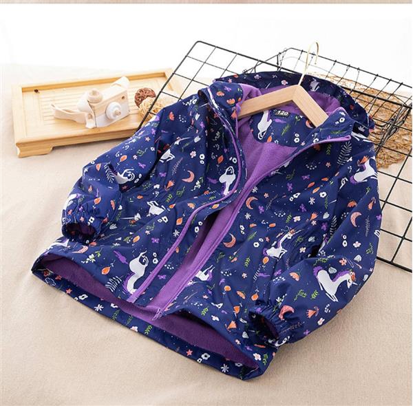 کاپشن ضداب داخل لاینردار طرح اسب تک شاخ رنگ سورمه ای کد 20965