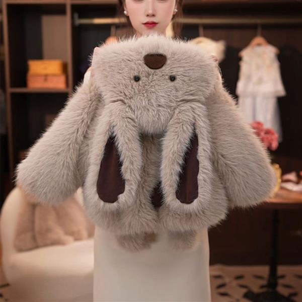 کاپشن خز خرگوشی کوش برجسته رنگ کرم  کد 20984