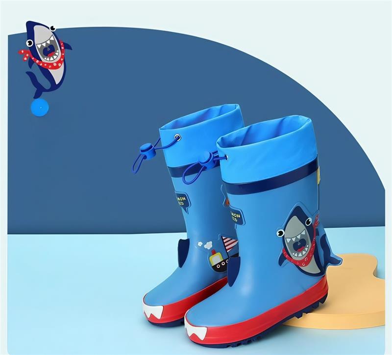 رین بوت بلند لژ دار طرح کوسه رنگ ابی کد 20993