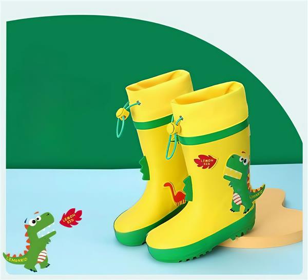 رین بوت بلند لژ دار طرح تمساح رنگ زرد کد 20994