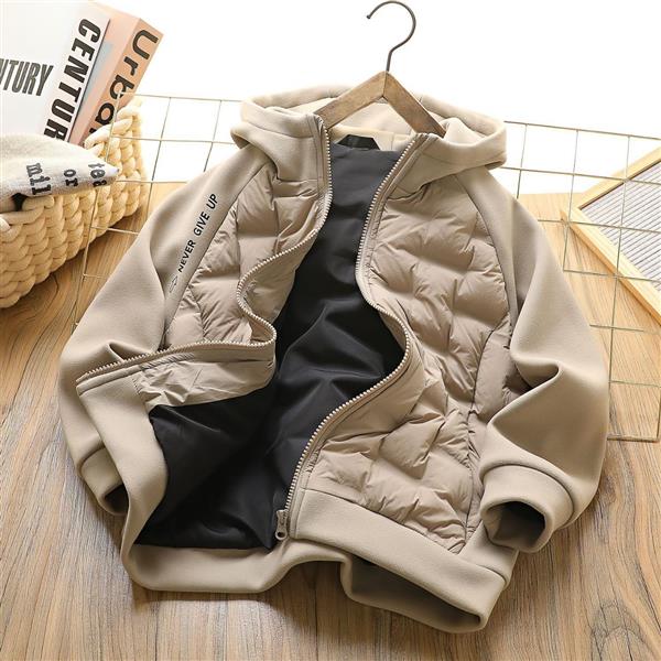 سویشرت کلاهدار ضخیم ضداب استین پنبه ای رنگ کرم کد 21003