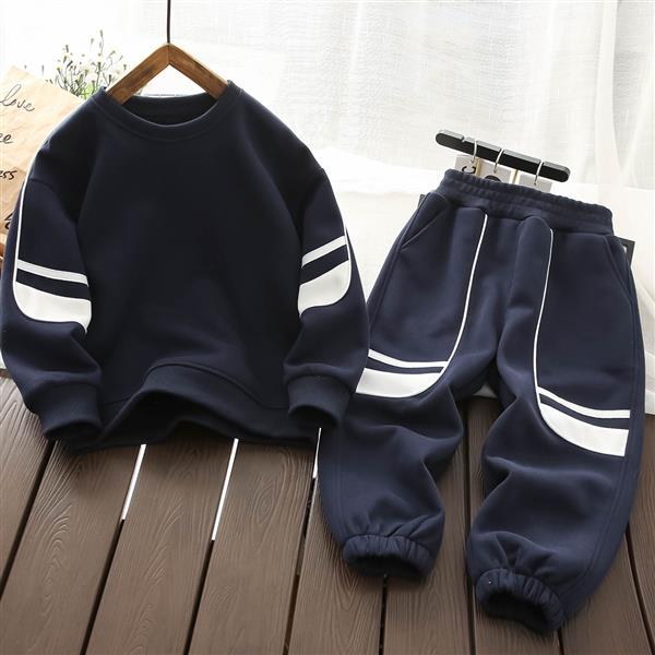 ست دورس و شلوار فشن طرح white line  رنگ سورمه ای کد 21011