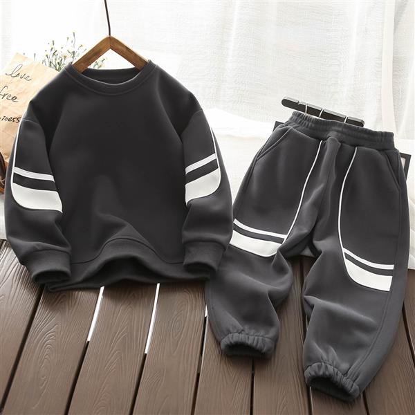 ست دورس و شلوار فشن طرح white line  رنگ طوسی تیره کد 21012