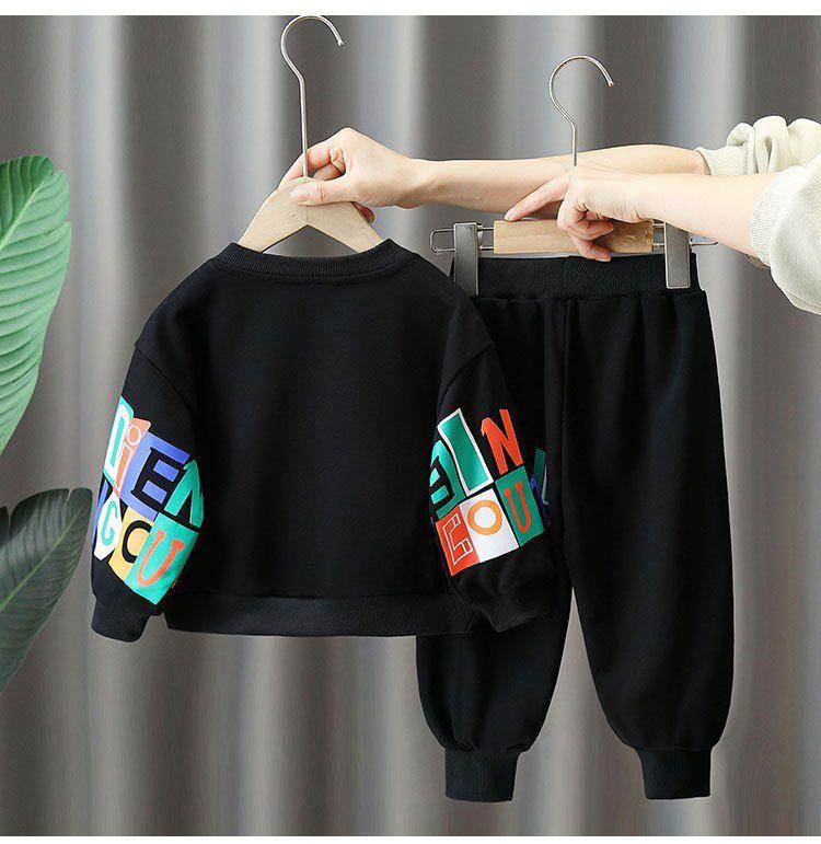 ست دورس و شلوار  اسلش مشکی طرح Colorful English writing کد 21041