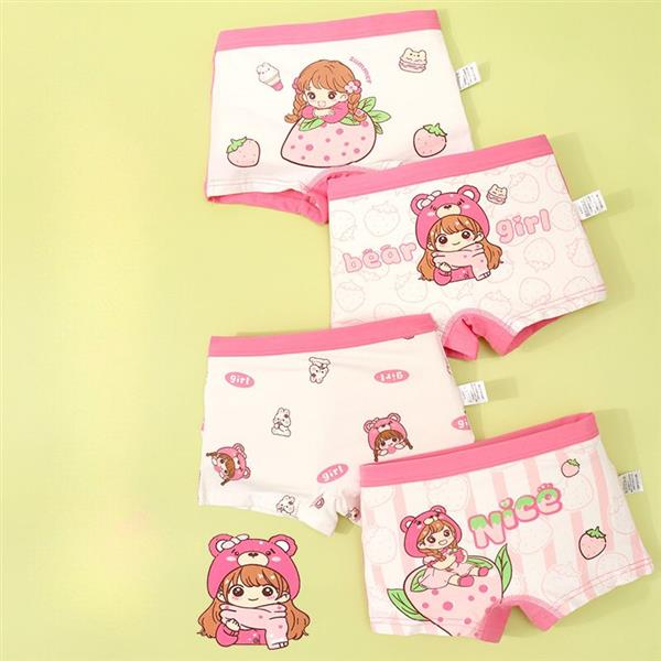 پک چهار عددی شورت پادار طرح NICE رنگ سفید و صورتی کد 21106