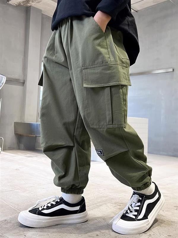 شلوار کتان پایین گت طرح BOBTHING رنگ یشمی کد 21118