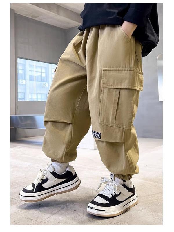 شلوار کتان پایین گت طرح BOBTHING رنگ کرم کد 21119