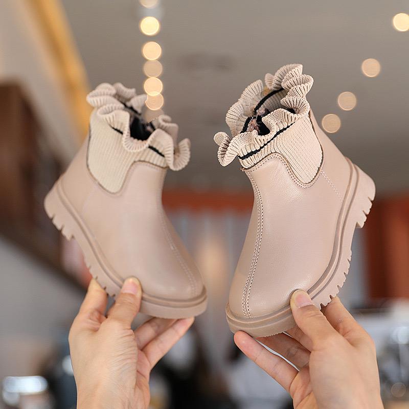 بوت چرم ضداب لبه کش چین چین رنگ کالباسی کد 21157