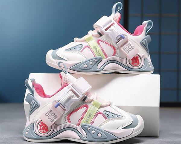 کتونی BOBDOG طرح SINCE با بند سگگ دار رنگ شیری و صورتی کد 21160