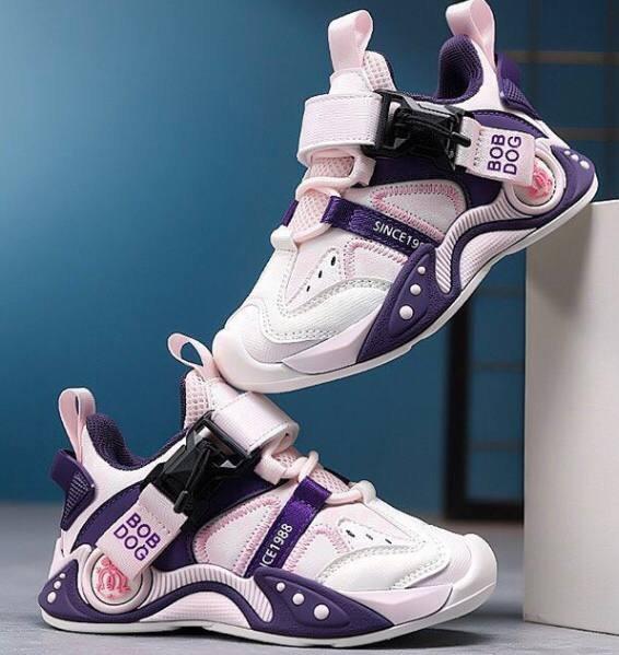 کتونی BOBDOG طرح SINCE با بند سگگ دار رنگ صورتی و بنفش کد 21162