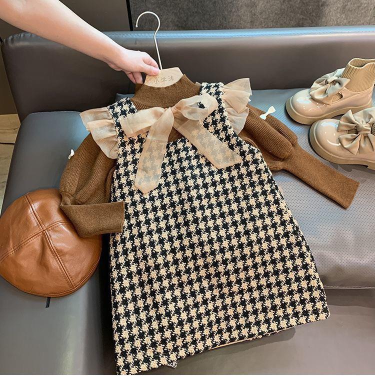 ست بلوز کشمیر قهوه ای لاینردار با سارافون پیچازی استردار عروسکی کد 21185