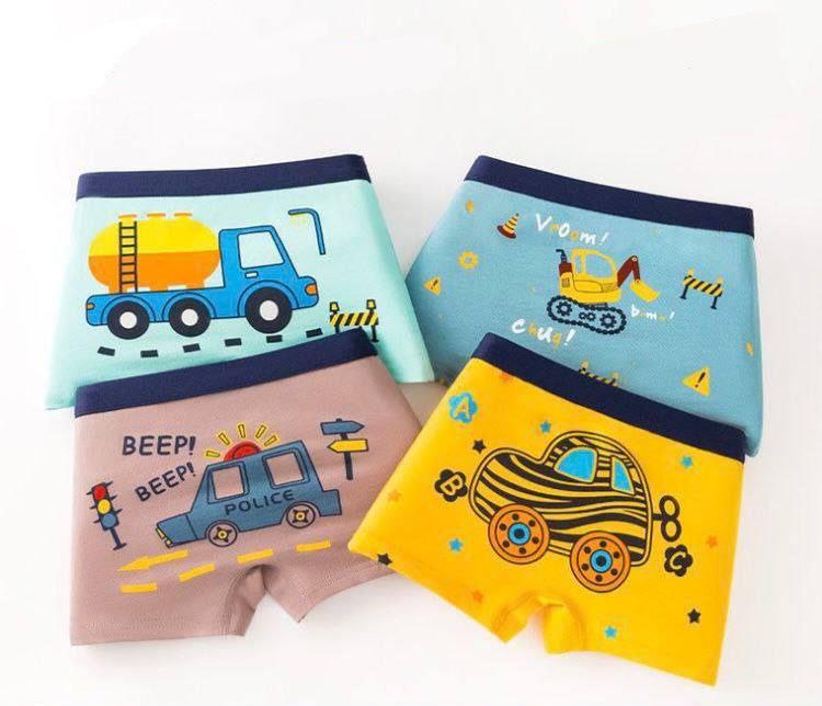 پک چهار عددی شورت پادار جرثقیل و کامیون رنگبندی قهوه ای و سبزابی و زرد کد 21186