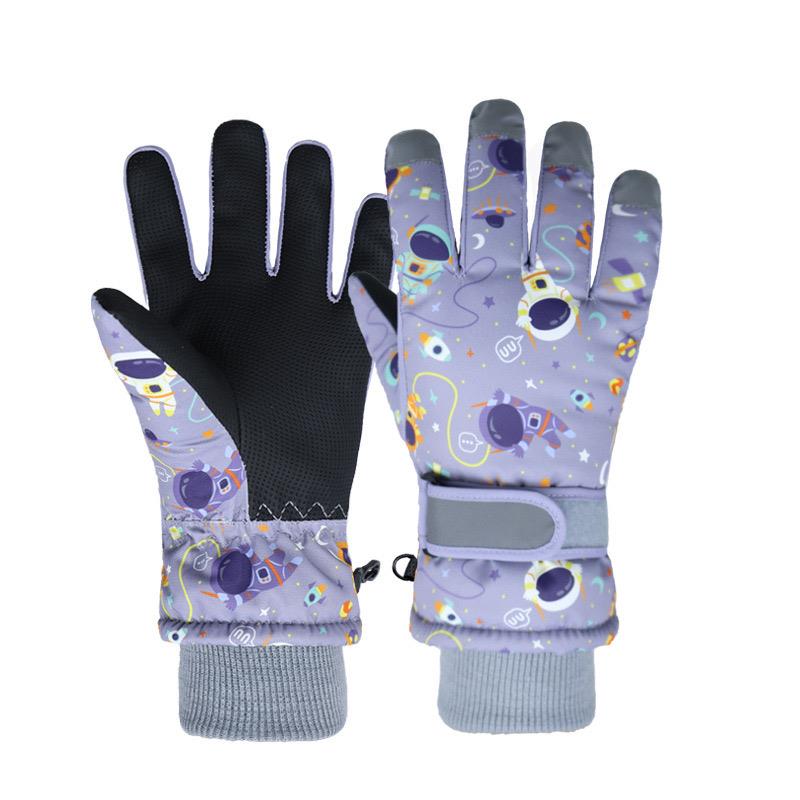 دستکش ضداب داخل لاینردار ضخیم طرح فضانورد و ماه رنگ  طوسی کد 21216