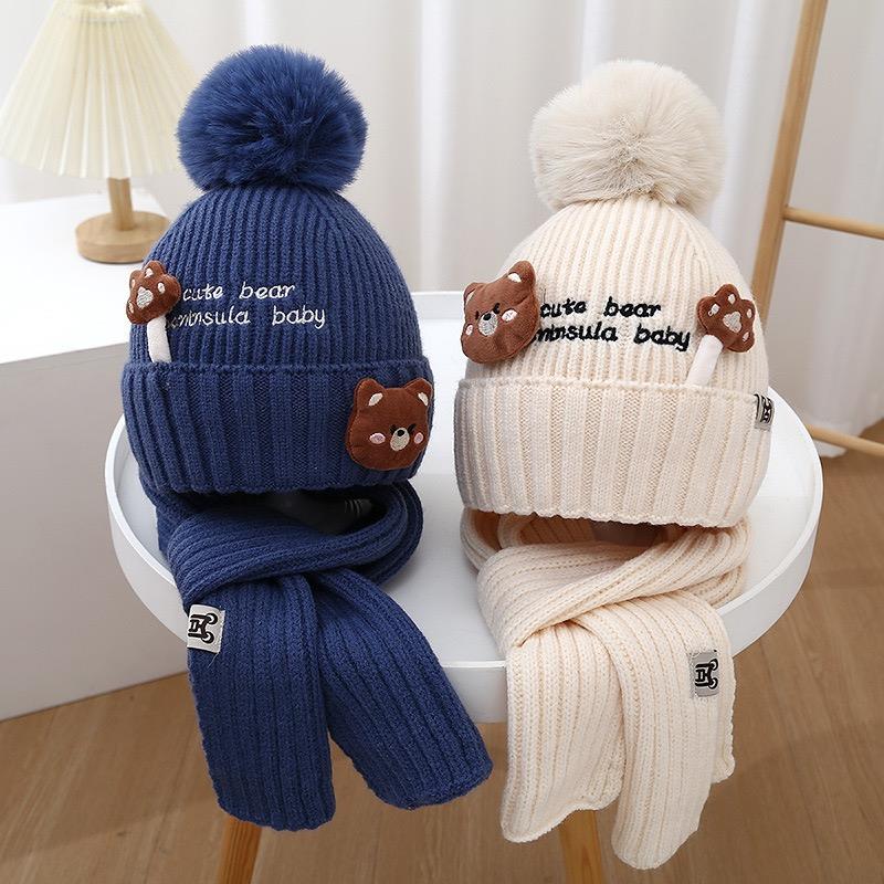 ست شال و کلاه بافت عروسک حیوانات برجسته کد 21234