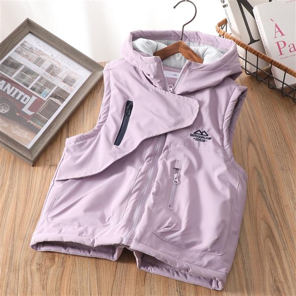 پافر کلاهدار ضداب زیپ اریب چسبی طرح OUTDOORCAMP ZOSSE رنگ کالباسی کد 21250