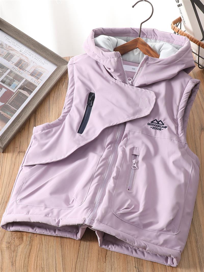 پافر کلاهدار ضداب زیپ اریب چسبی طرح OUTDOORCAMP ZOSSE رنگ کالباسی کد 21250