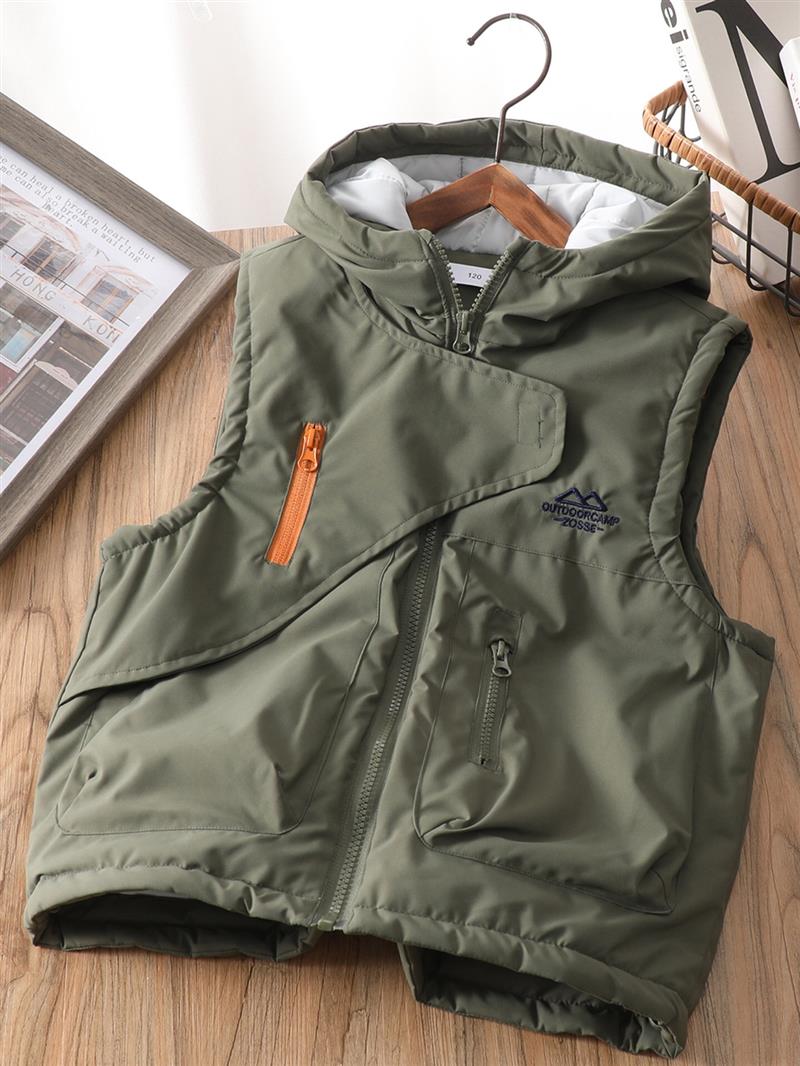 پافر کلاهدار ضداب زیپ اریب چسبی طرح OUTDOORCAMP ZOSSE رنگ یشمی کد 21252