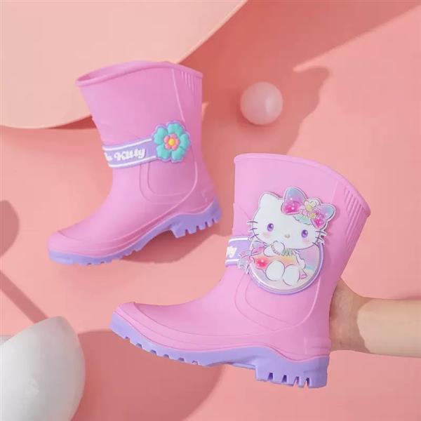 رین بوت کیتی رنگ صورتی با لژ یاسی کد 21257