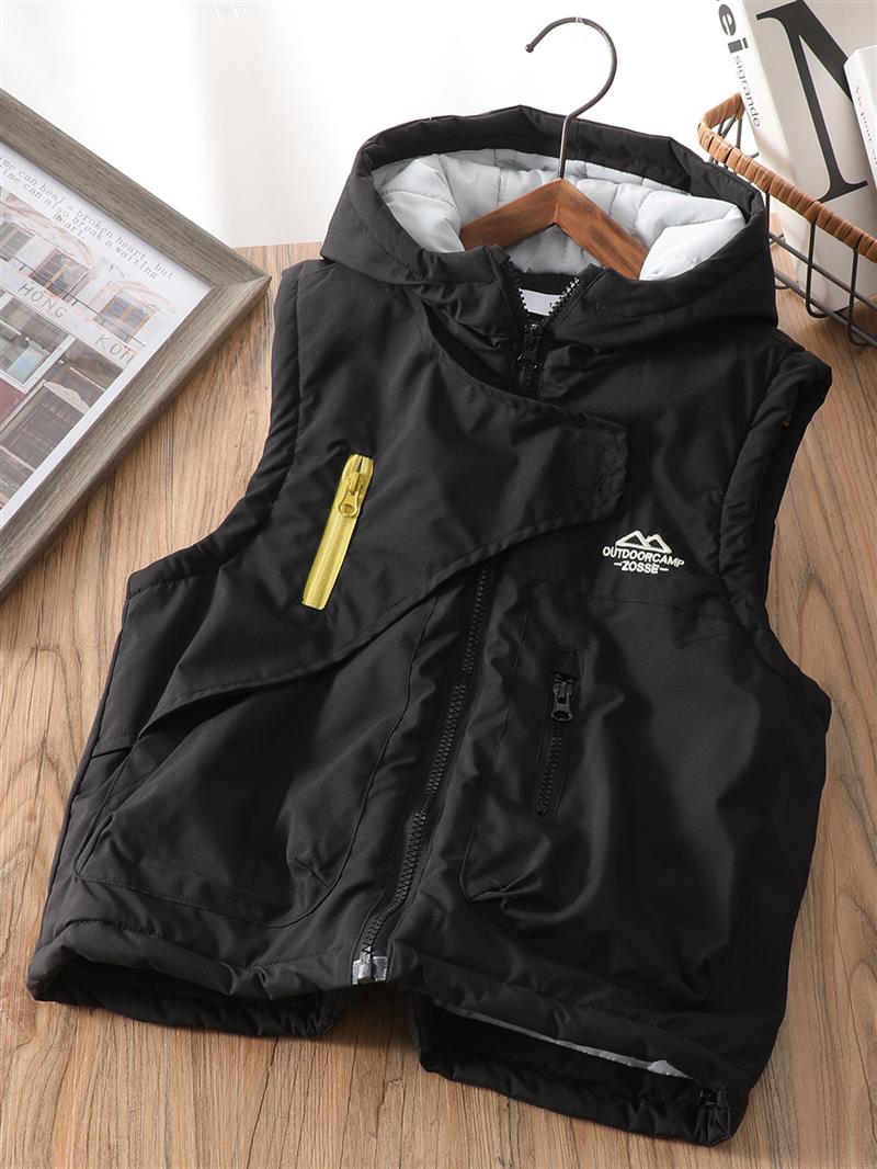 پافر کلاهدار ضداب زیپ اریب چسبی طرح OUTDOORCAMP ZOSSE رنگ مشکی کد 21268