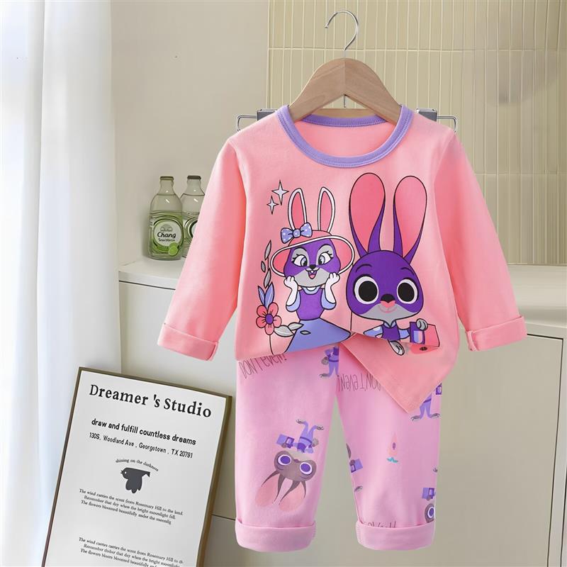 ست نخی بلوز گلبهی و شلوار صورتی طرح زوتوپیا سایز متوسط کد 21278