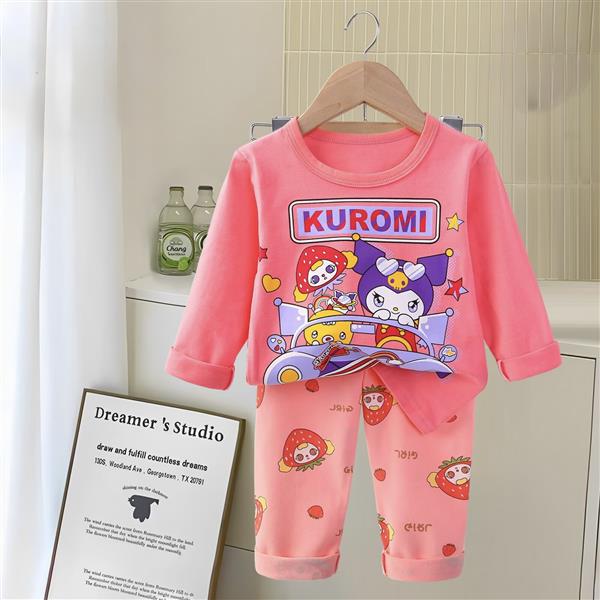 ست نخی بلوز و شلوار گلبهی طرح کرومی ماشین سوار سایز بزرگ کد 21351